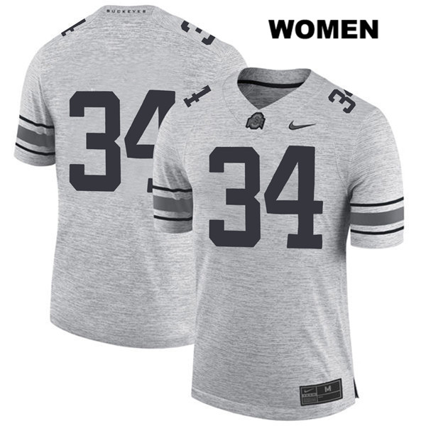 Ohio State Buckeyes Women's Mitch Rossi #34 Gray Authentic Nike No Name College NCAA Stitched Football Jersey JT19C74ST